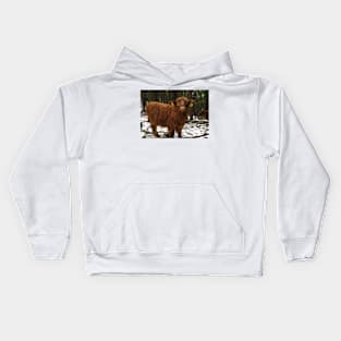 Scottish Highland Cattle Calf 1858 Kids Hoodie